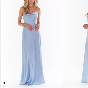 Tuscany Maxi Slip Dress / Steel Blue Lux Satin